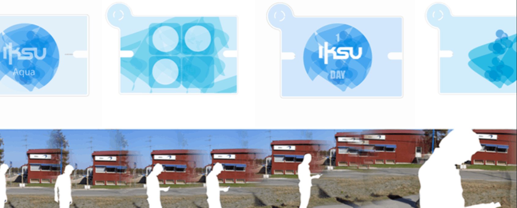 IKSU sports centre scenario — pass interaction sequence while walking past