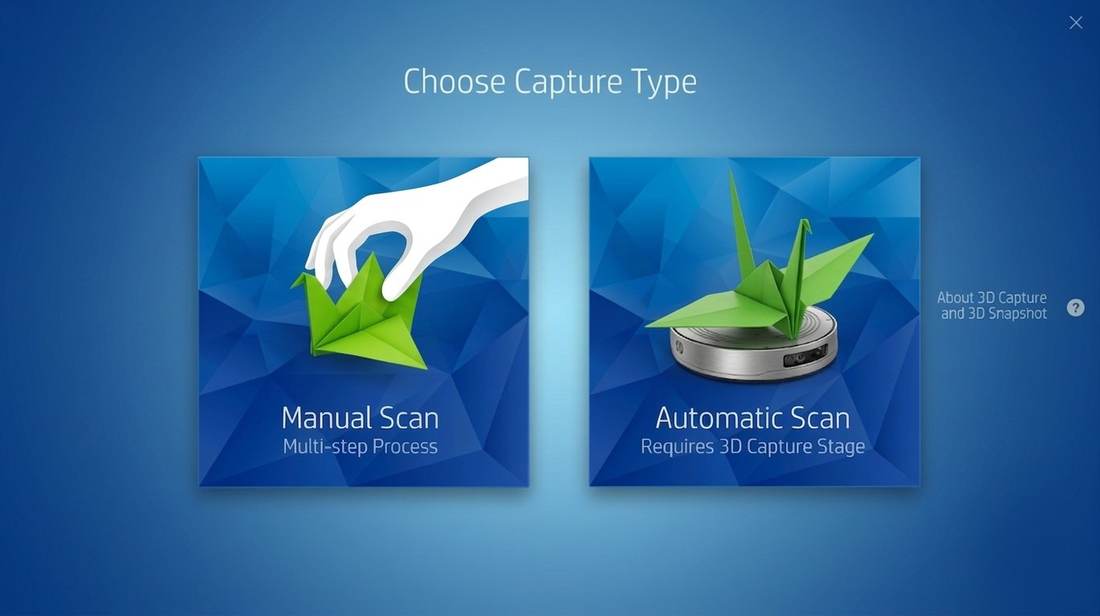 HP Sprout Choose Capture Type — Manual Scan vs Automatic Scan