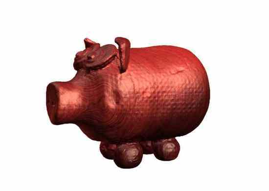 Red pig 3D mesh with surface normal visualization