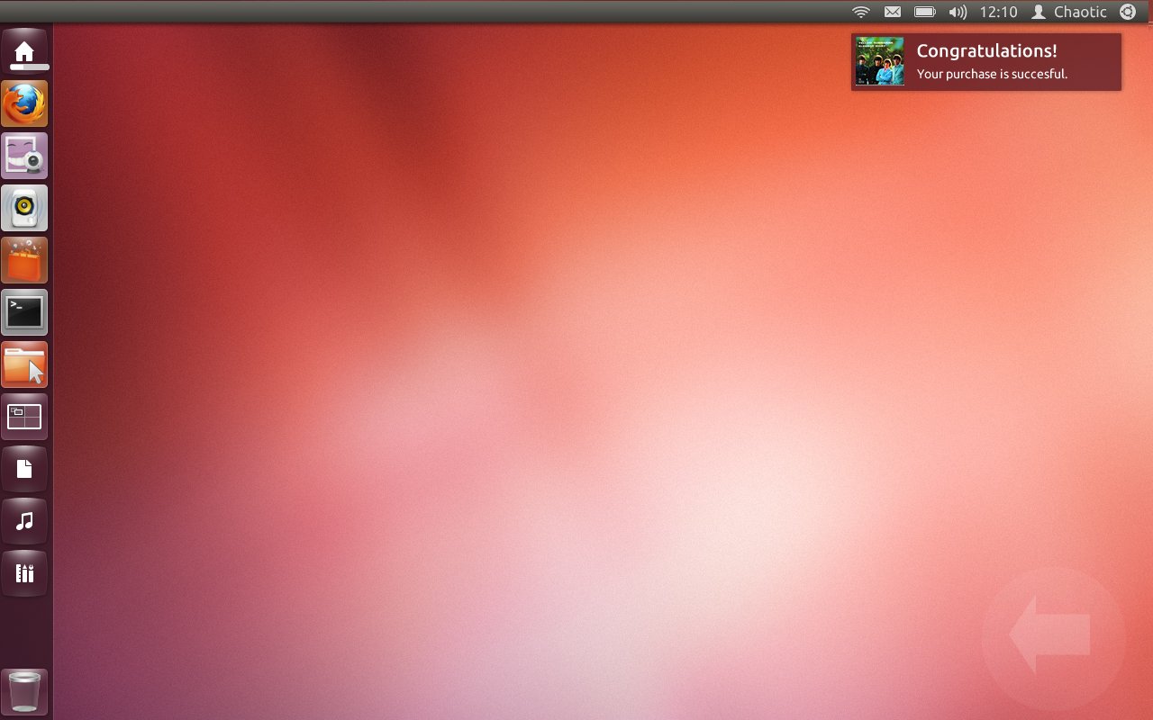 Ubuntu Pay — Congratulations NotifyOSD notification after successful purchase