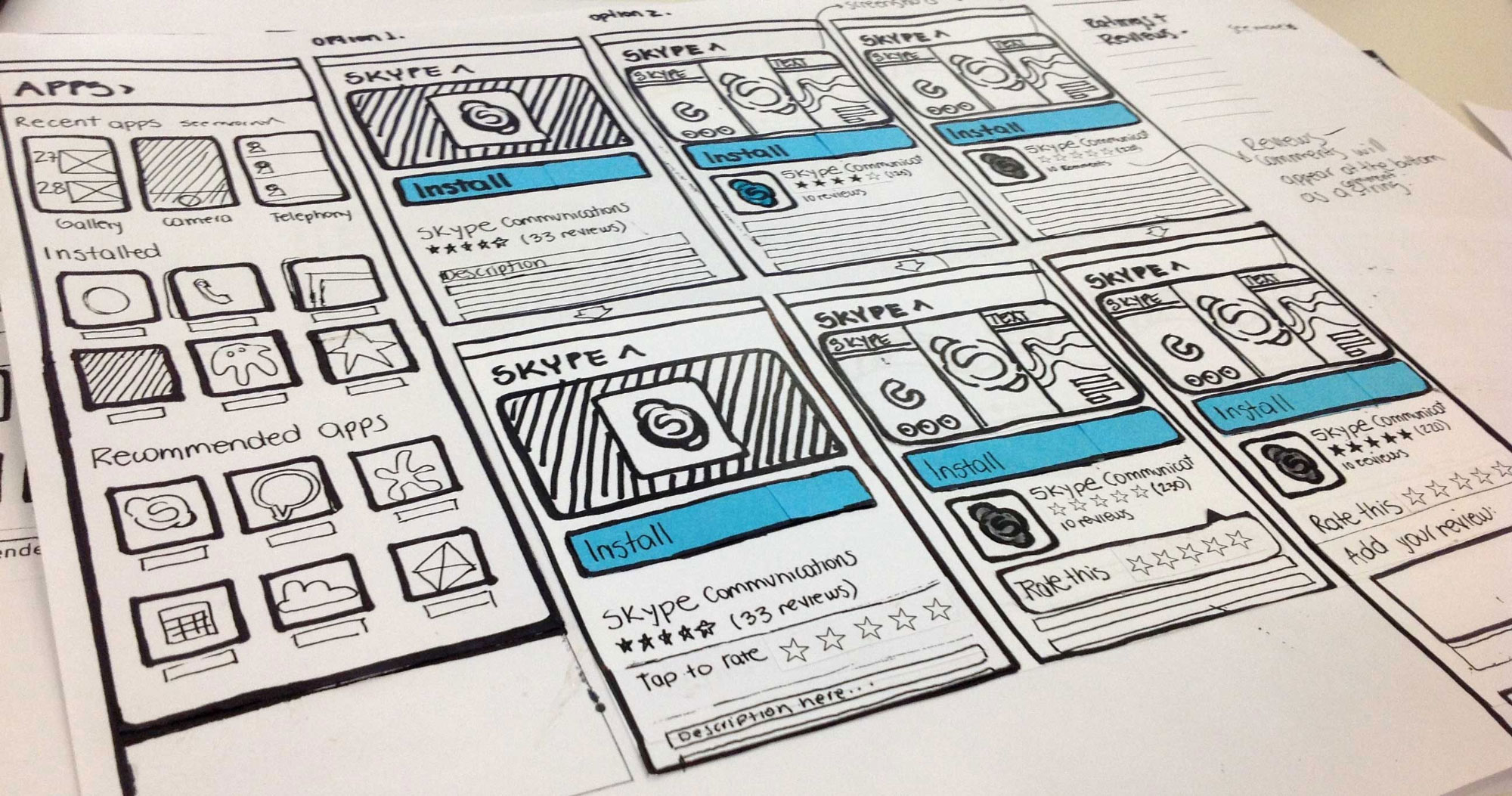 App Scope sketches — multiple options for Skype install flow