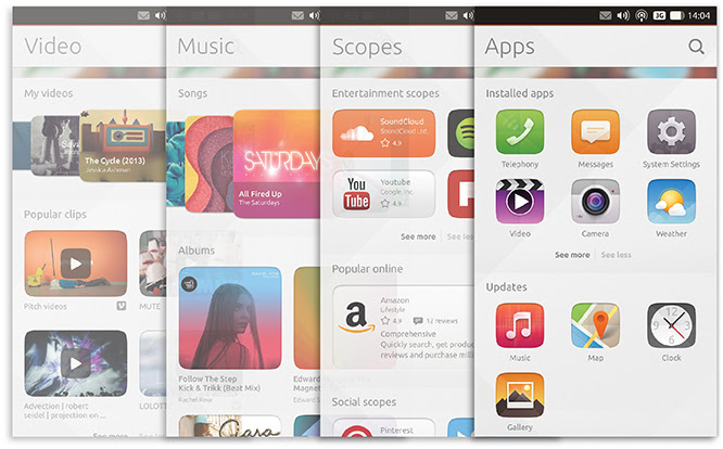 Ubuntu Touch Scopes v2 — Video, Music, Scopes browser, Apps