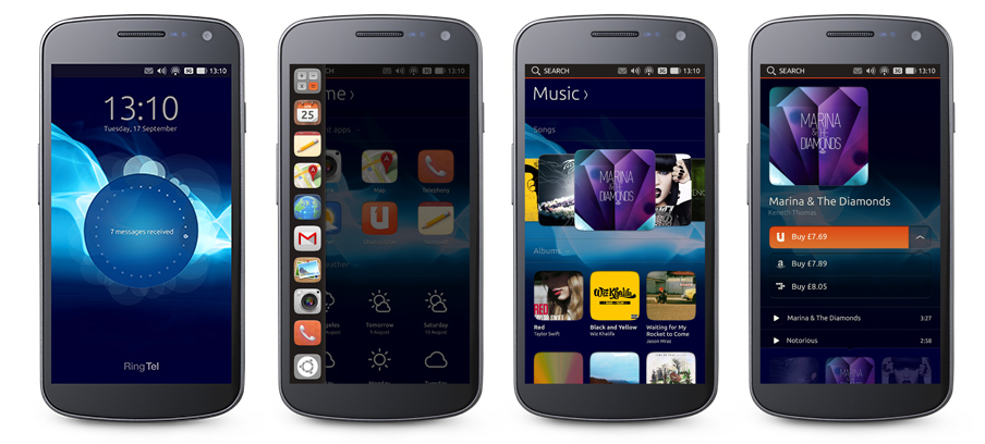 Ubuntu Touch shipped — lock screen, home scope, music scope, Ubuntu Pay