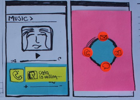 Post-it prototype — Music scope with radial action overlay