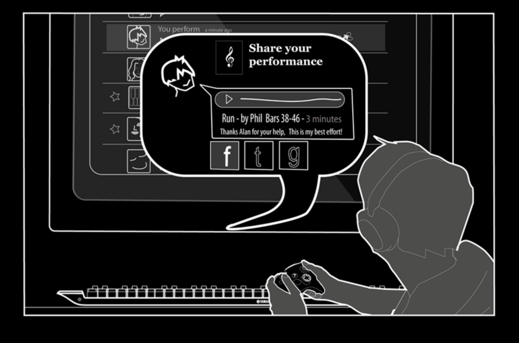 Storyboard: sharing a performance to social networks