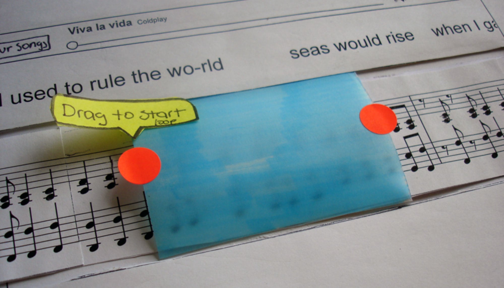 Paper prototype: song looping UI with drag handles