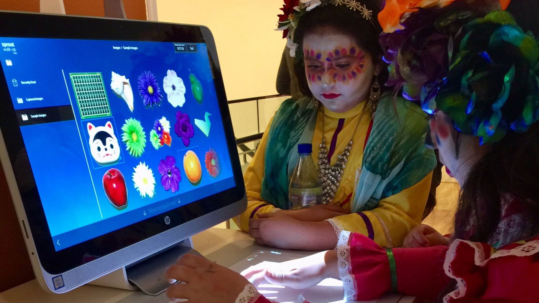 Children using HP Sprout Walk-UP at a cultural event